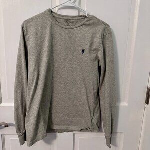 Gray Polo RL Crewneck LS Tee